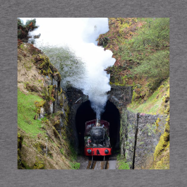 Steam Locomotive Leaving a Mountain Tunnel by Starbase79